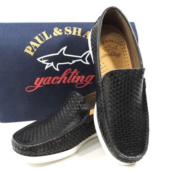 PAUL & SHARK 🇮🇹 MEN'SBLACK SOFT LEATHER COMFORT LOAFERS
